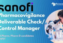 Pharmacovigilance Deliverable Check at Sanofi, M.Pharm, Pharm D candidates apply!