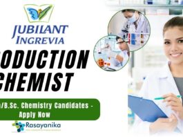 Production Chemist at Jubilant Ingrevia, DiplomaB.Sc. Chemistry Candidates - Apply Now