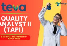 Quality Analyst II (TAPI) at Teva Pharmaceuticals, B.ScMsc in chemistry- Apply Now