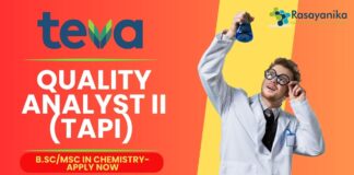 Quality Analyst II (TAPI) at Teva Pharmaceuticals, B.ScMsc in chemistry- Apply Now