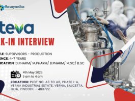 Walk-in interview at Teva for Production Deparment in Goa - Attend!