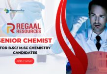 Senior Chemist Job at Regaal Resources for B.Sc/M.Sc Chemistry!