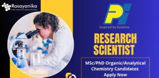 Research Scientist at PI Industries, MScPhD OrganicAnalytical Chemistry Candidates Apply Now