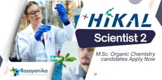 Scientist 2 at Hikal, M.Sc. Organic Chemistry candidates Apply Now