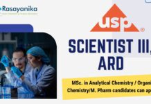 Scientist III, ARD at USP, MSc. in Analytical Chemistry Organic ChemistryM. Pharm candidates can apply!