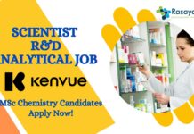 Scientist R&D Analytical Job at Kenvue- MSc Chemistry Candidates Apply Now!
