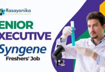 Senior Executive Job at Syngene: Freshers' Job in Pharma
