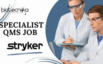 Specialist QMS Job at Stryker – Pharma Candidates Apply Now! Specialist QMS Job at Stryker – BSC Biotechnology Candidates Apply Now!