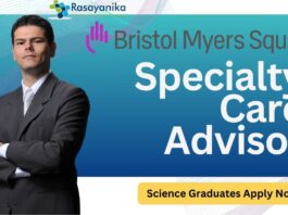 Specialty Care Advisor at Bristol Myers Squibb -Science Graduates Apply Now