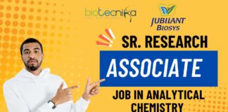 Sr. Research Associate Job in Analytical Chemistry at Jubilant