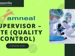 Supervisor – SETE (Quality Control) at Amneal Pharmaceuticals, apply online!