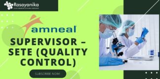 Supervisor – SETE (Quality Control) at Amneal Pharmaceuticals, apply online!
