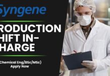 Syngene International Limited - Production Shift In-charge (Chemical EngBScMSc) - Apply Now