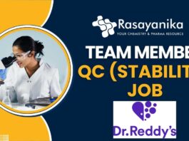 Team Member QC (Stability) Job in Hyderabad – Apply Now