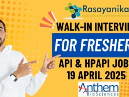 Walk-In Interview for Freshers at Anthem Biosciences