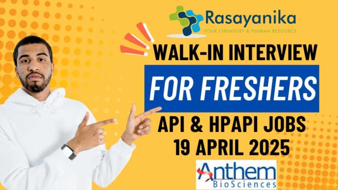 Walk-In Interview for Freshers at Anthem Biosciences