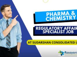 Pharma & Chemistry Regulatory Affairs Specialist Job