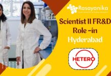 Scientist II FR&D Role -at HETERO LABS LIMITED