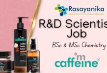 mCaffeine R&D Scientist Job For BSc & MSc Chemistry, Apply Online
