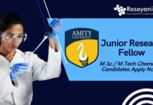Amity University JRF Position in Quantum Optics –  M.Sc./ M.Tech Chemistry Candidates Apply Now