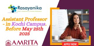 Assistant Professor - in Kochi Campus. Before May 25th 2025