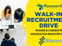 Biocon Hiring Engineers & Pharma Experts – 11 May Walk-in Interview in Bangalore