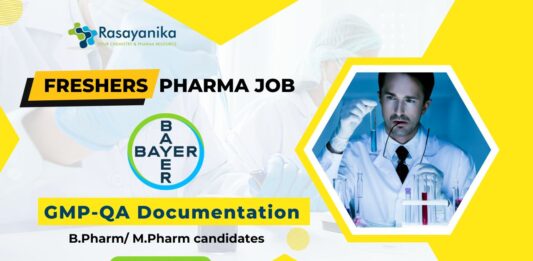 Freshers Pharma Job at Bayer in GMP-QA Documentation - Apply!