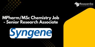 MPharm/MSc Chemistry Job - Senior Research Associate
