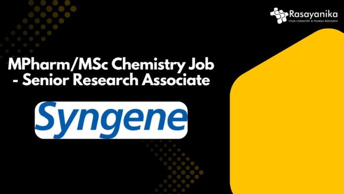 MPharm/MSc Chemistry Job - Senior Research Associate