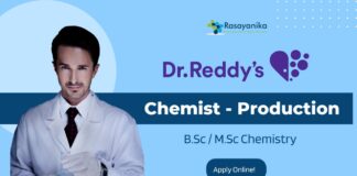 Dr. Reddy’s Chemist Job