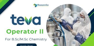 Operator Job at Teva Pharmaceuticals for B.Sc & M.Sc Chemistry!