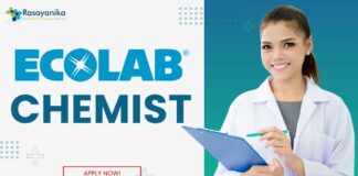 Chemist at Ecolab, Candidates with a Bachelor's degree in Chemistry can apply!