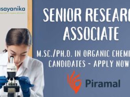 Chemistry Role at Piramal Group M.Sc.Ph.D. in Organic Chem