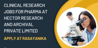 Clinical Research Jobs For Pharma at Hector Research and Archival Private Limited - Apply at Rasayanika