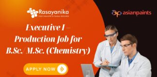 Executive I – Production Job for B.Sc./ M.Sc. (Chemistry)