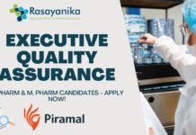 Executive - Quality Assurance at Piramal Group, Mahad - Apply Now!