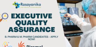 Executive - Quality Assurance at Piramal Group, Mahad - Apply Now!