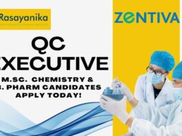 Executive - Quality Control at Zentiva Ankleshwar - Apply Now!