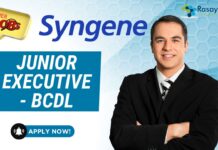 Fresher Chemistry job at Syngene -Junior Executive - BCDL, Apply online! (1)