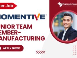 Fresher Manufacturing job at Momentive as a Junior Team Member, Apply now!