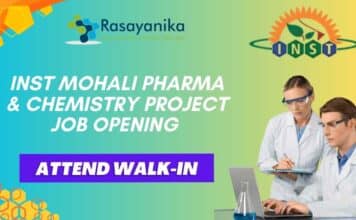 INST Mohali Pharma & Chemistry Project Job Opening – Attend Walk-In INST Mohali Pharma & Chemistry Project Job Opening - Attend Walk-In