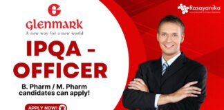 IPQA - Officer at Glenmark, B. Pharm M. Pharm candidates can apply!