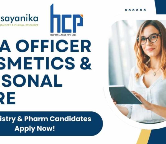 IPQA Officer – Cosmetics & Personal Care At HCP Wellness Apply Now!