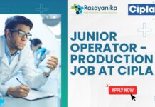 Junior Operator - Production Job AT cipla