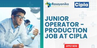 Junior Operator - Production Job AT cipla