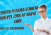 Freshers Pharma Clinical Analyst Jobs at Navya Care