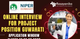 Online Interview for Project Position at NIPER-Guwahati