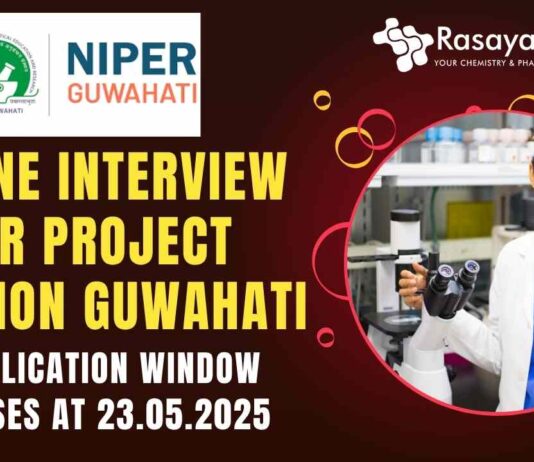 Online Interview for Project Position at NIPER-Guwahati