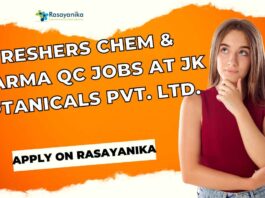 Freshers Chem & Pharma QC Jobs