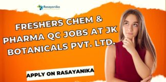 Freshers Chem & Pharma QC Jobs
